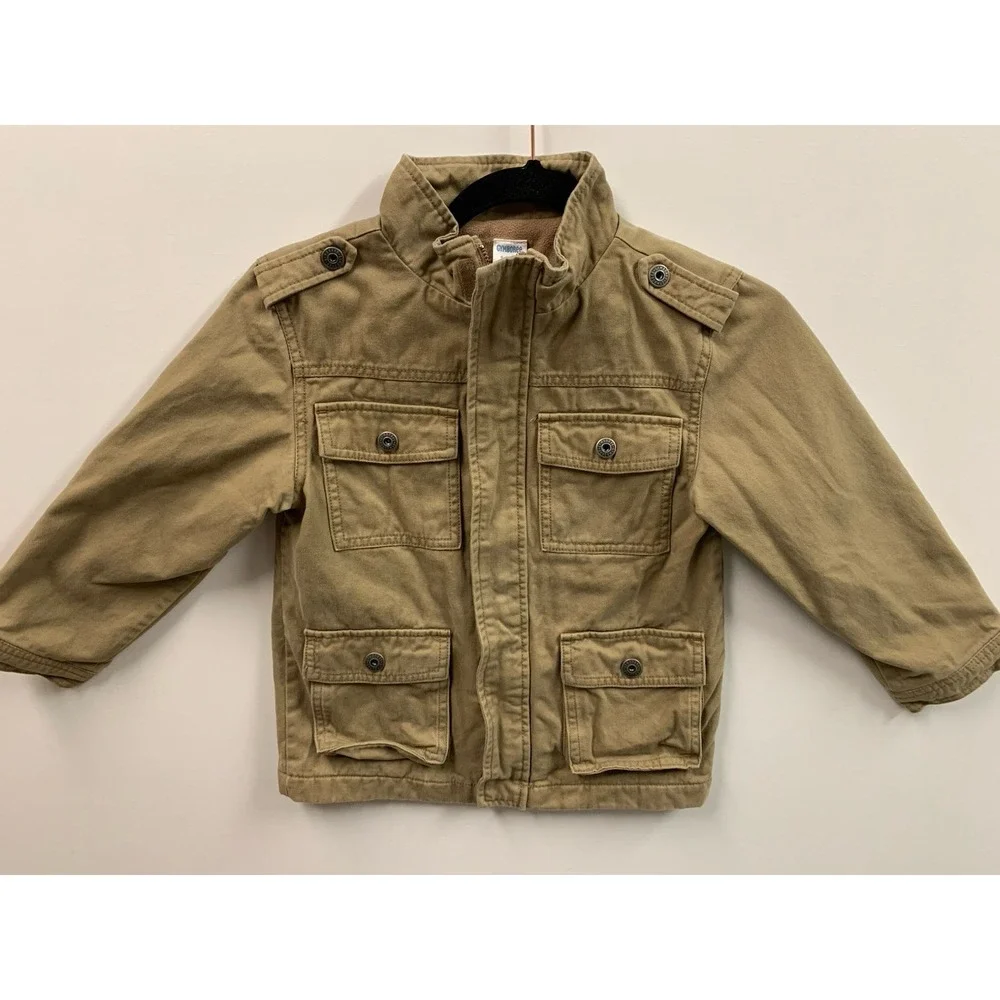 Gymboree Khaki Tan Canvas Jacket Coat Boys Youth S Small‎ 5-6